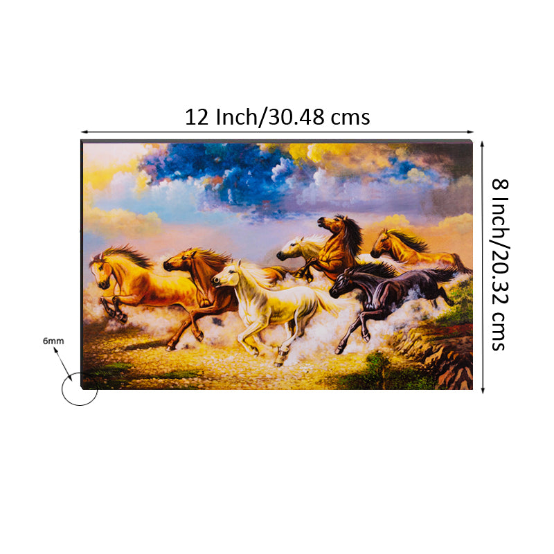 6MM MDF 7 Lucky Running Horses Satin Matt Texture UV Art Painting Kafalo