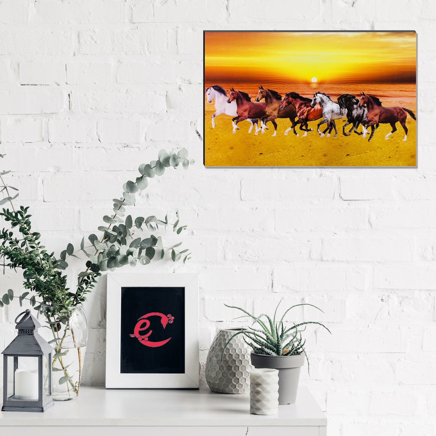 6MM MDF 7 Lucky Running Horses Satin Matt Texture UV Art Painting Kafalo