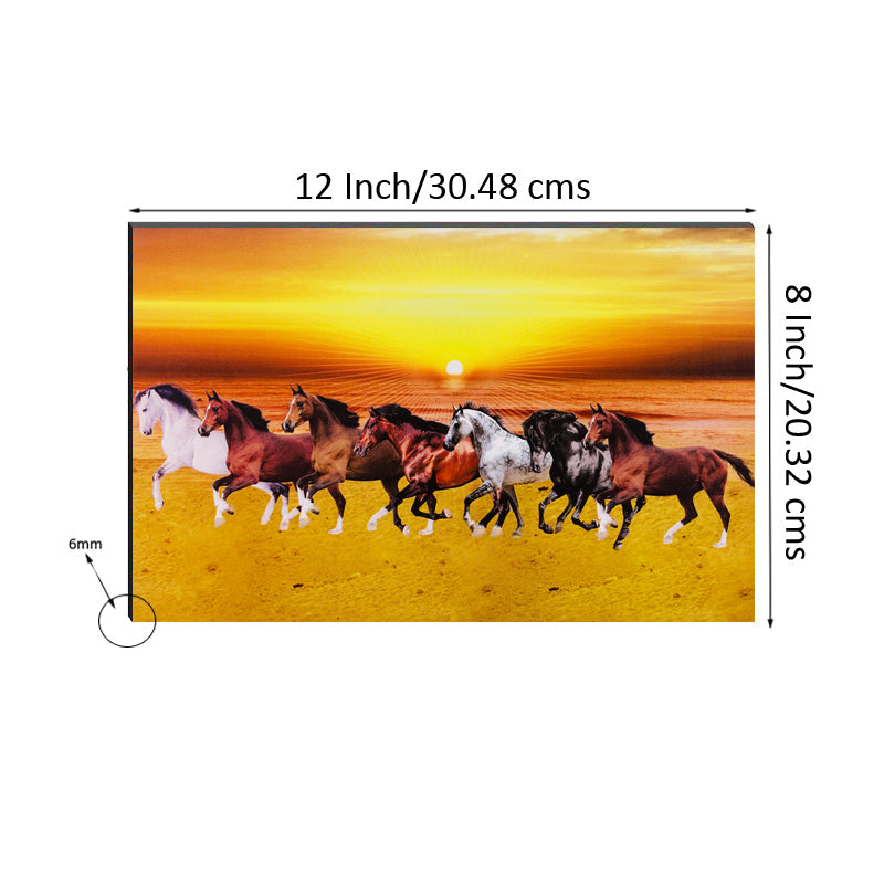 6MM MDF 7 Lucky Running Horses Satin Matt Texture UV Art Painting Kafalo