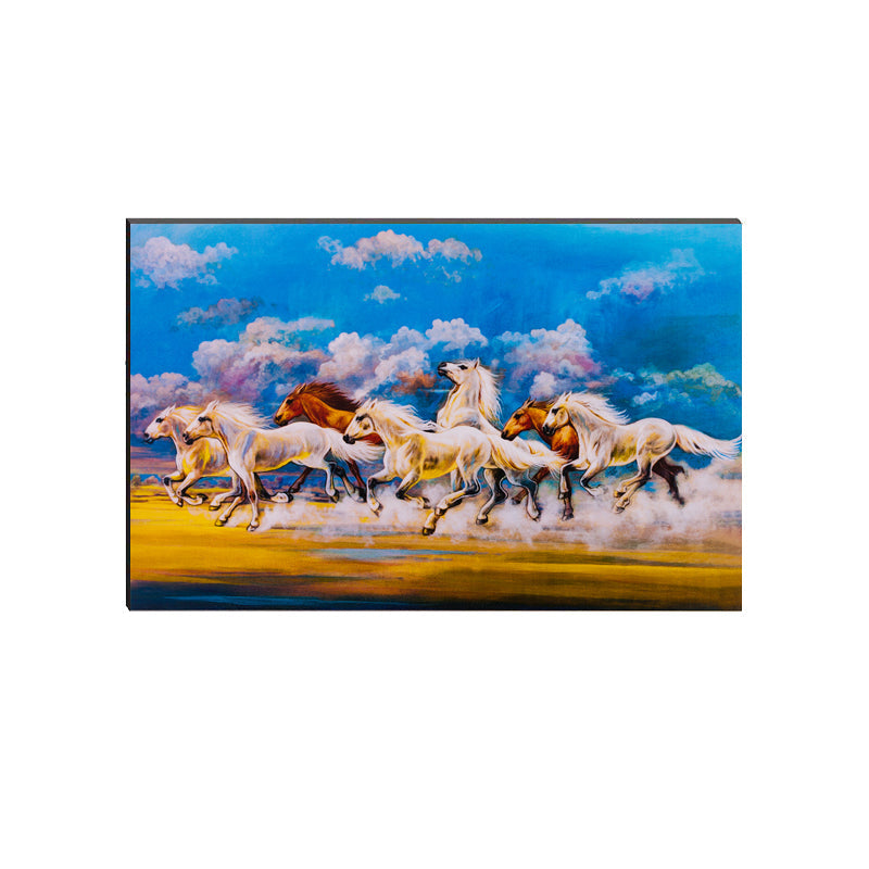 6MM MDF 7 Lucky Running Horses Satin Matt Texture UV Art Painting Kafalo