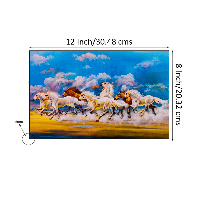 6MM MDF 7 Lucky Running Horses Satin Matt Texture UV Art Painting Kafalo
