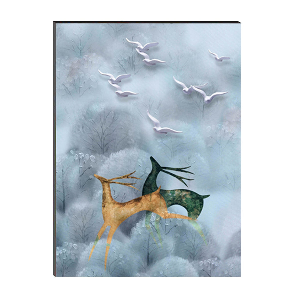 6MM MDF Running Deers Satin Matt Texture UV Art Painting Kafalo