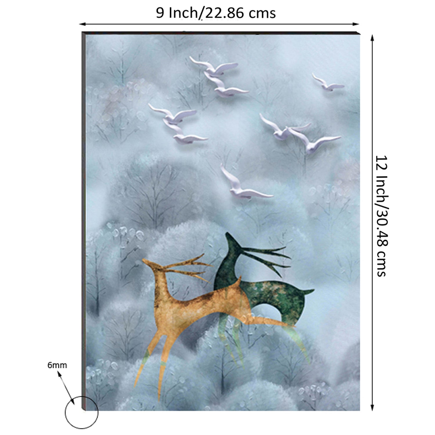 6MM MDF Running Deers Satin Matt Texture UV Art Painting Kafalo
