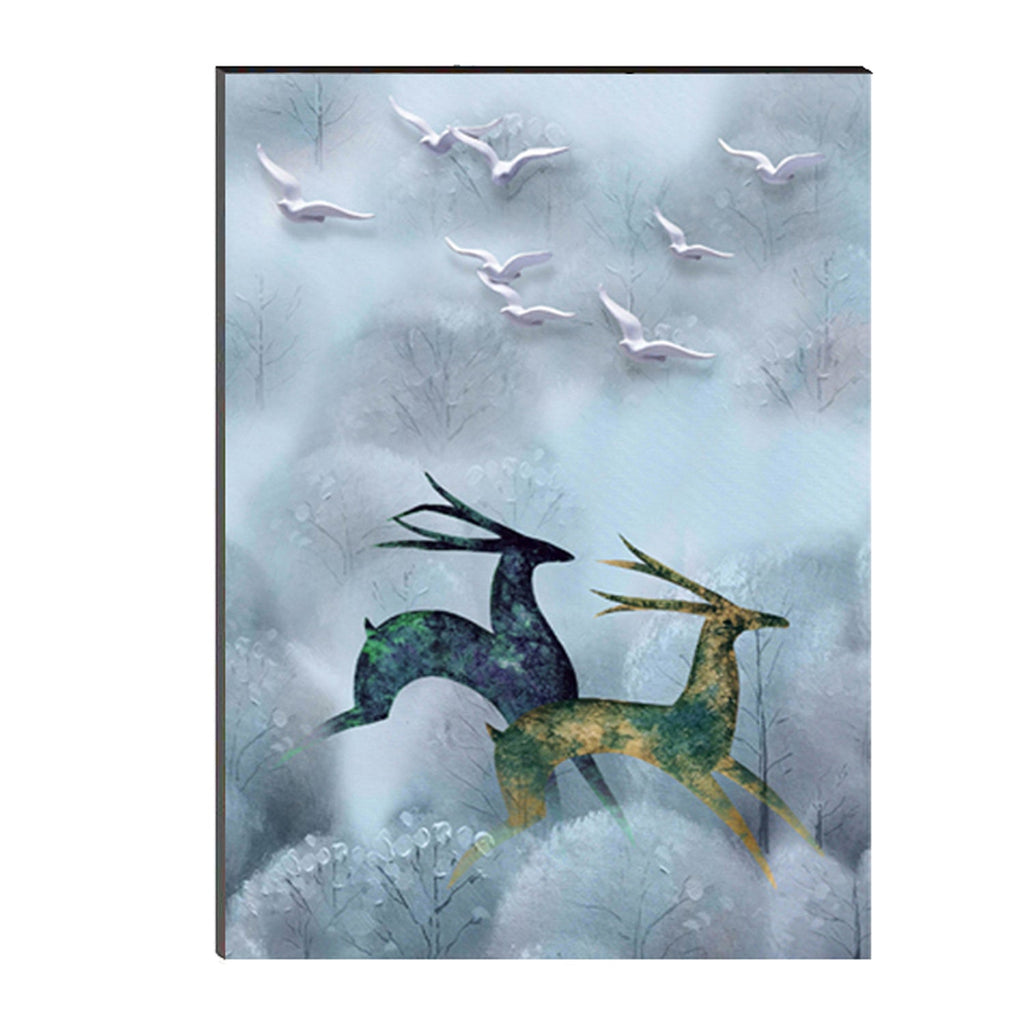 6MM MDF Running Deers Satin Matt Texture UV Art Painting Kafalo
