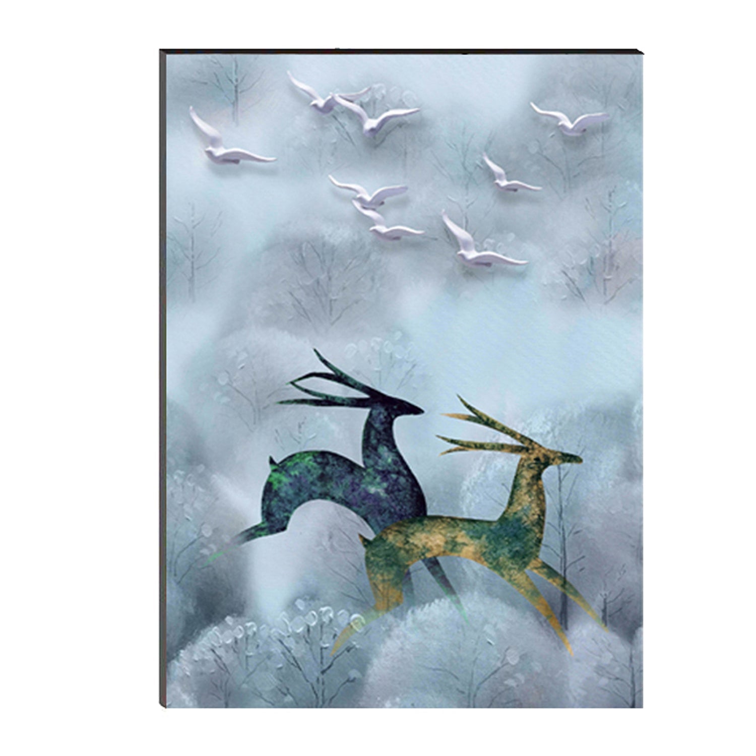 6MM MDF Running Deers Satin Matt Texture UV Art Painting Kafalo