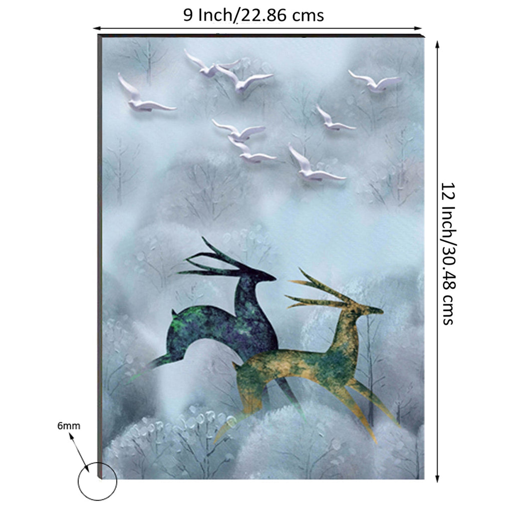 6MM MDF Running Deers Satin Matt Texture UV Art Painting Kafalo