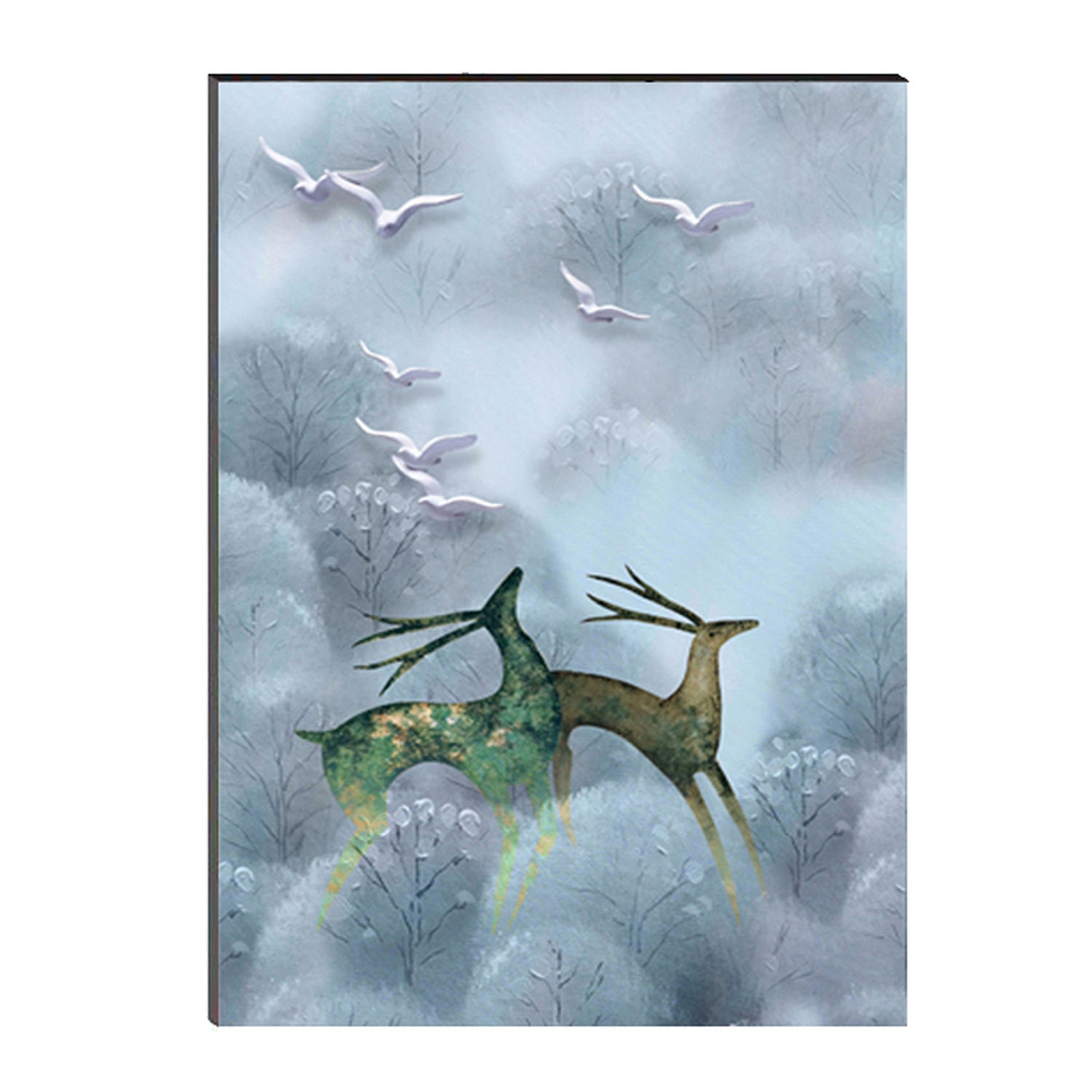 6MM MDF Running Deers Satin Matt Texture UV Art Painting Kafalo
