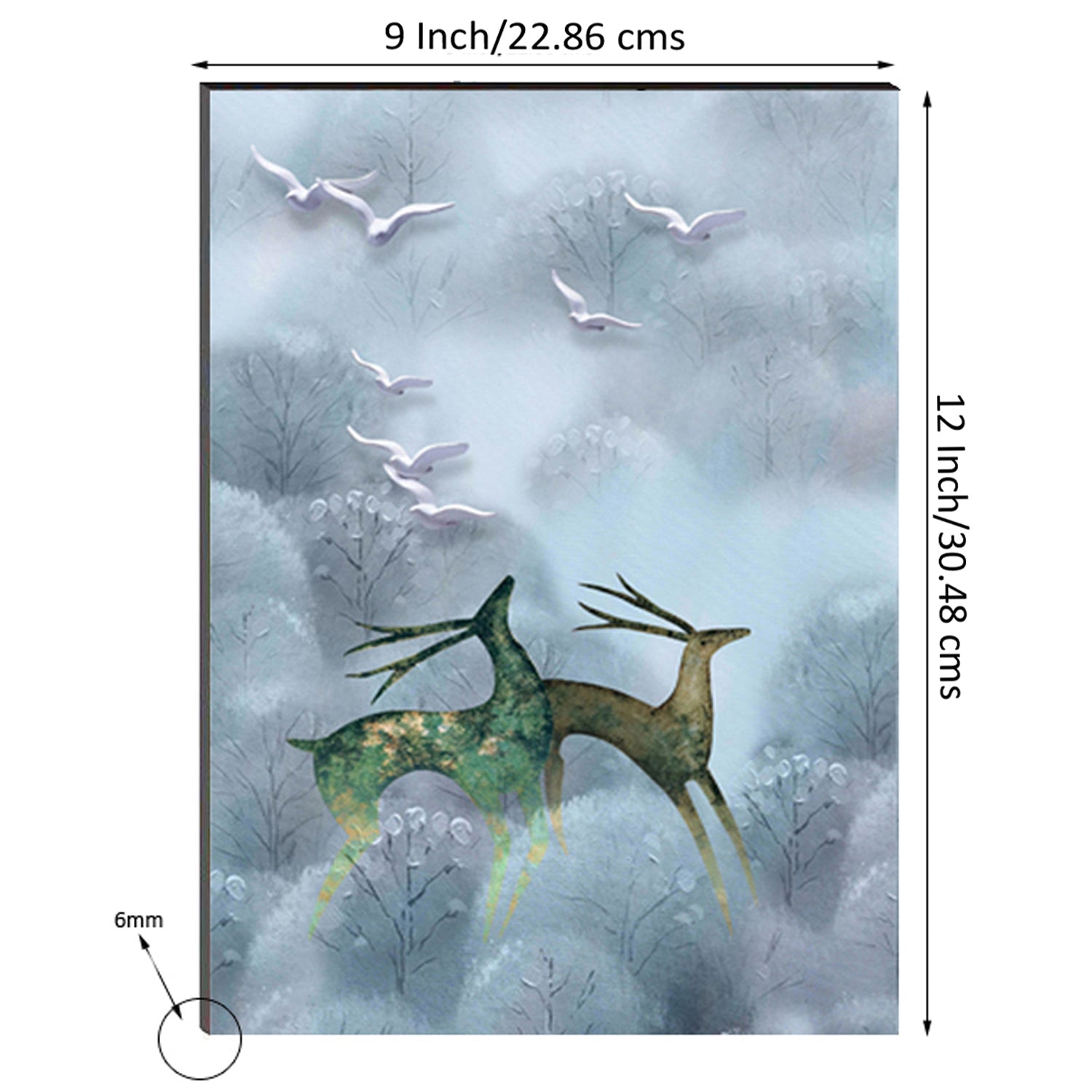 6MM MDF Running Deers Satin Matt Texture UV Art Painting Kafalo