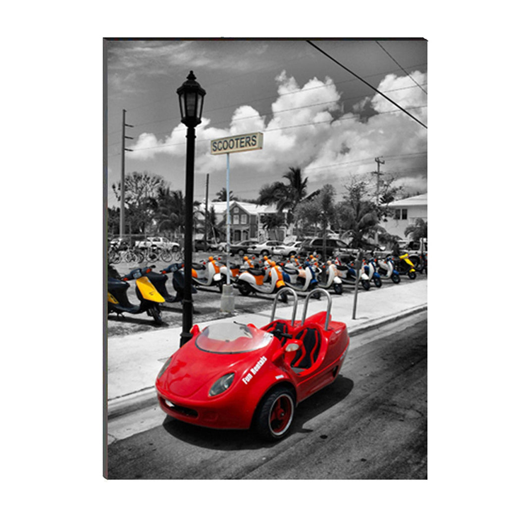 6MM MDF Red Antique Car Satin Matt Texture UV Art Painting Kafalo