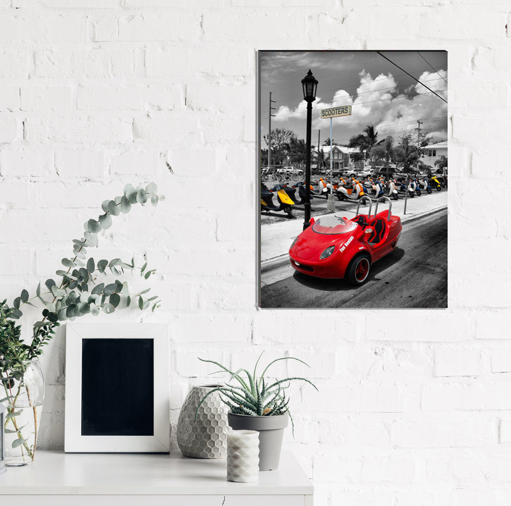 6MM MDF Red Antique Car Satin Matt Texture UV Art Painting Kafalo