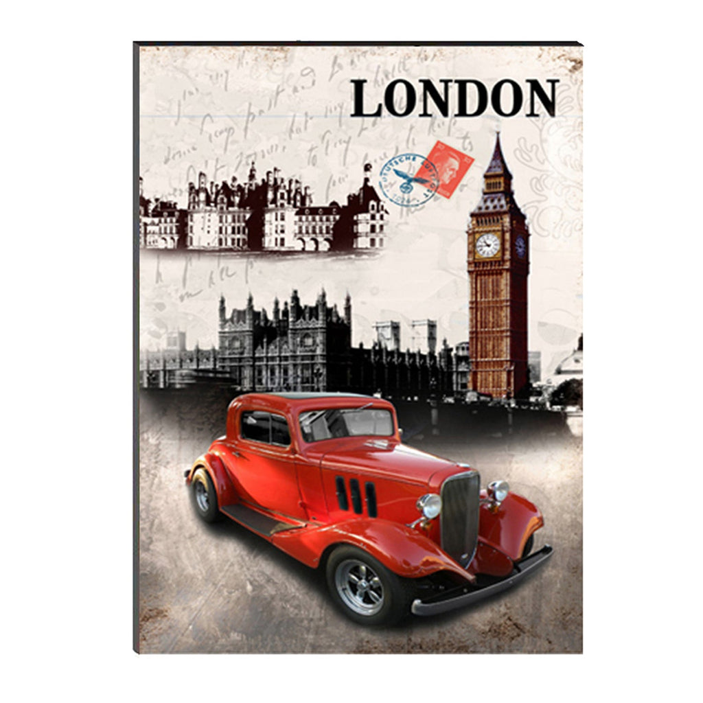 6MM MDF Red Antique Car Satin Matt Texture UV Art Painting Kafalo