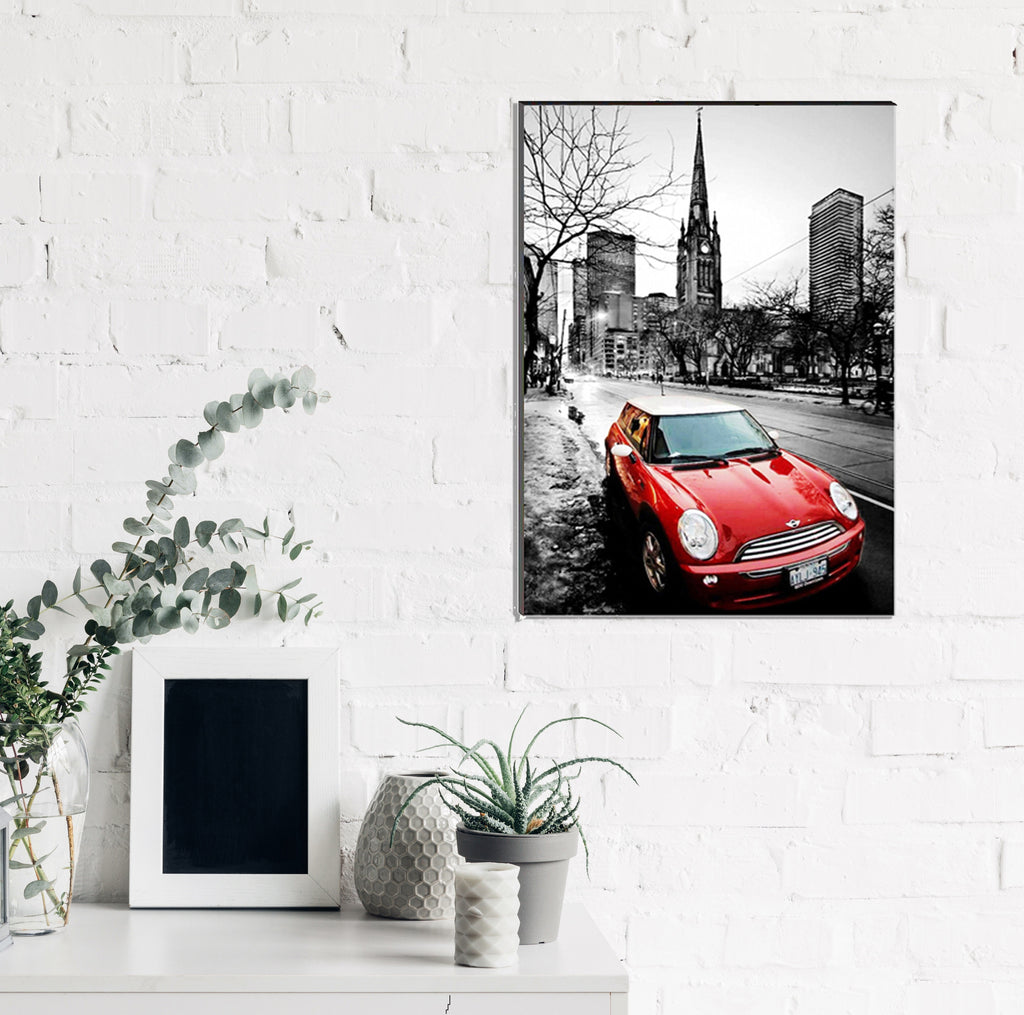 6MM MDF Red Antique Car Satin Matt Texture UV Art Painting Kafalo