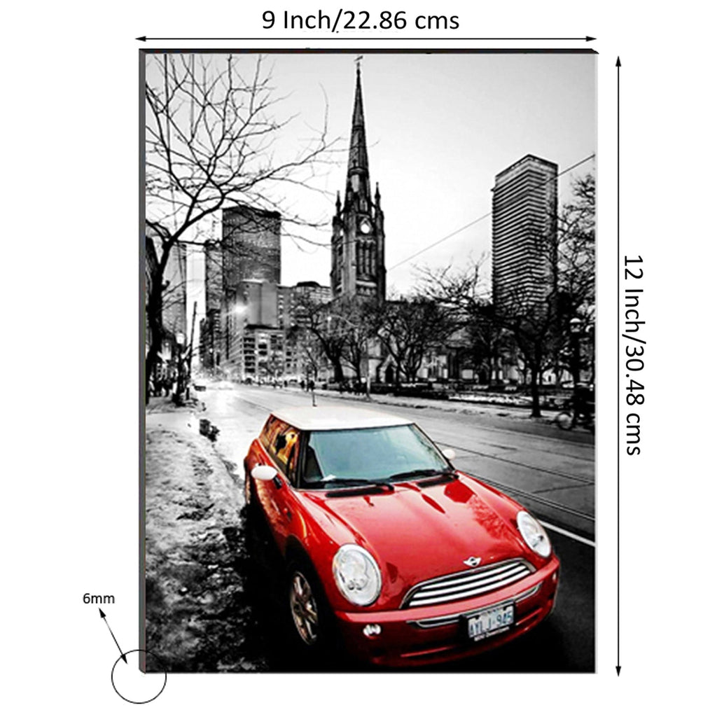 6MM MDF Red Antique Car Satin Matt Texture UV Art Painting Kafalo