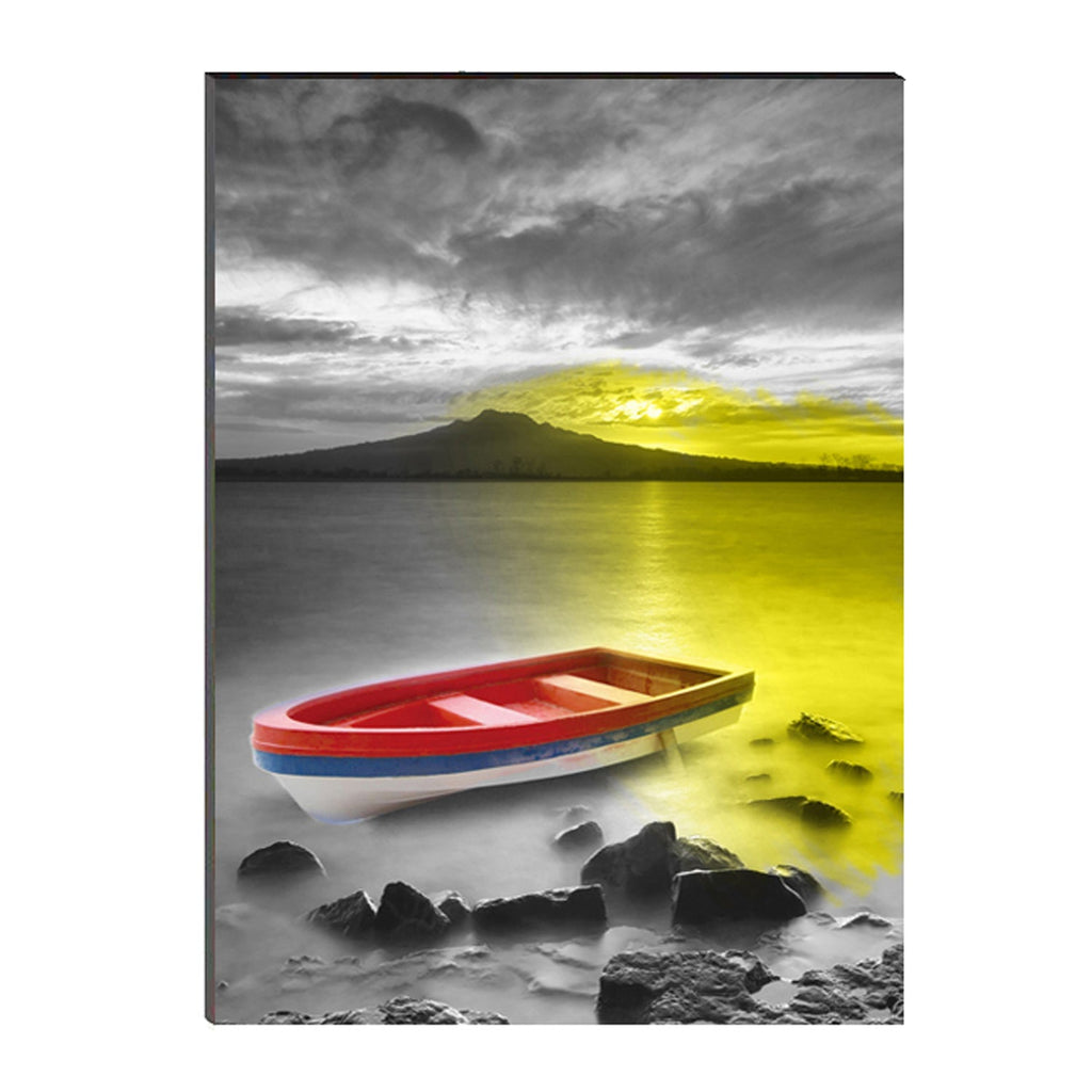 6MM MDF Colorful River Side Parked Boat Satin Matt Texture UV Art Painting Kafalo
