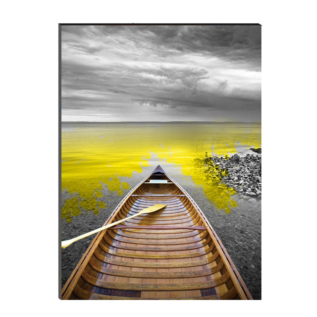 6MM MDF Colorful River Side Parked Boat Satin Matt Texture UV Art Painting Kafalo