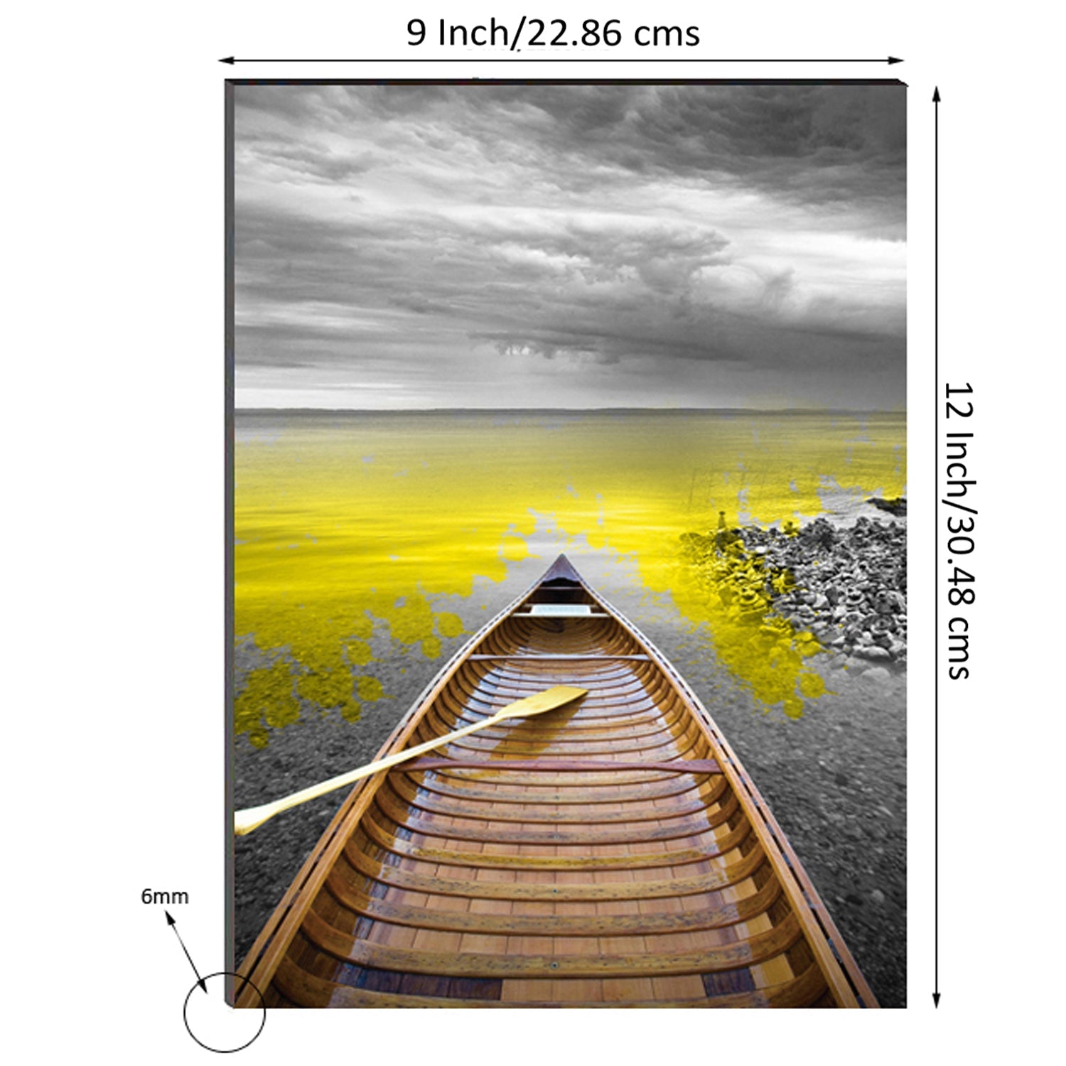 6MM MDF Colorful River Side Parked Boat Satin Matt Texture UV Art Painting Kafalo