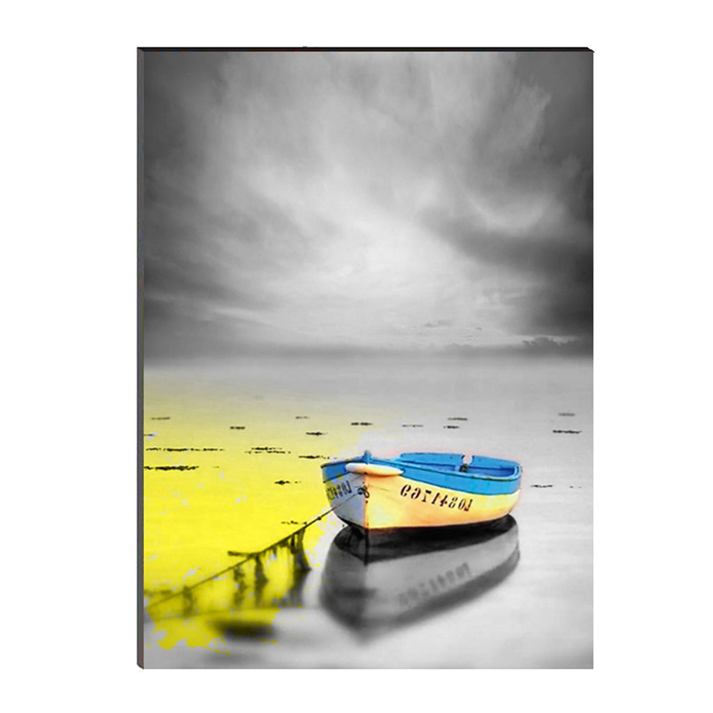 6MM MDF Colorful River Side Parked Boat Satin Matt Texture UV Art Painting Kafalo