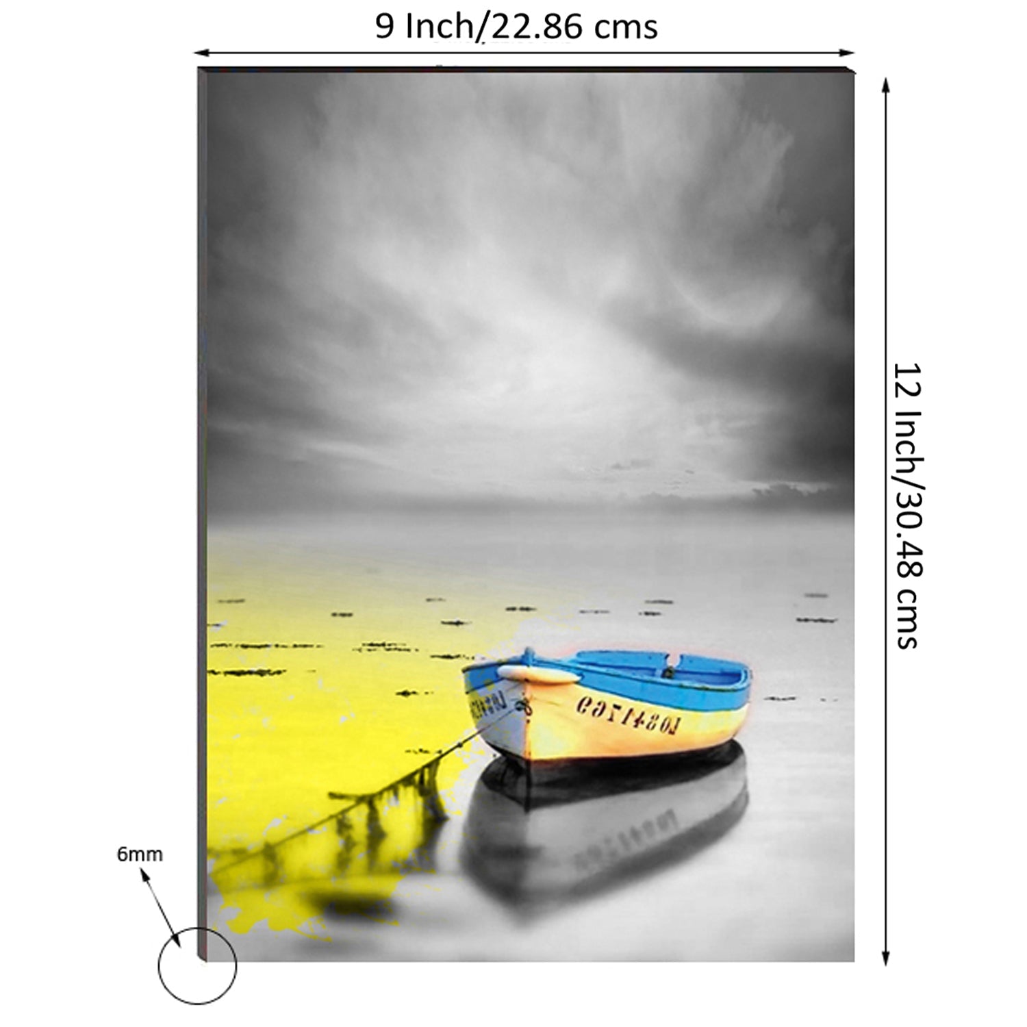 6MM MDF Colorful River Side Parked Boat Satin Matt Texture UV Art Painting Kafalo