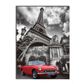 6MM MDF Red Car Underneath Eiffel Tower Satin Matt Texture UV Art Painting Kafalo