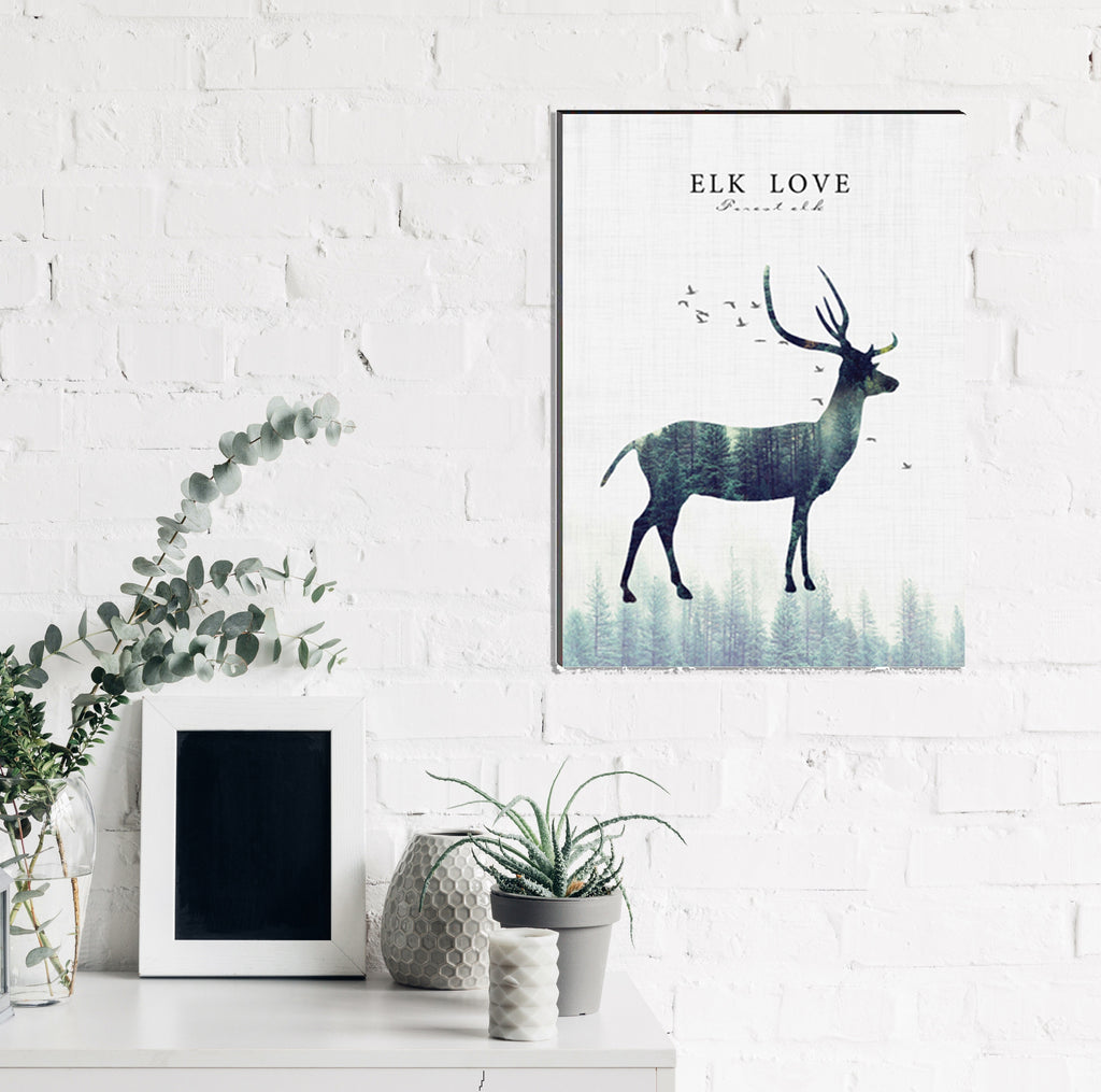 6MM MDF Elk Love Deer Satin Matt Texture UV Art Painting Kafalo