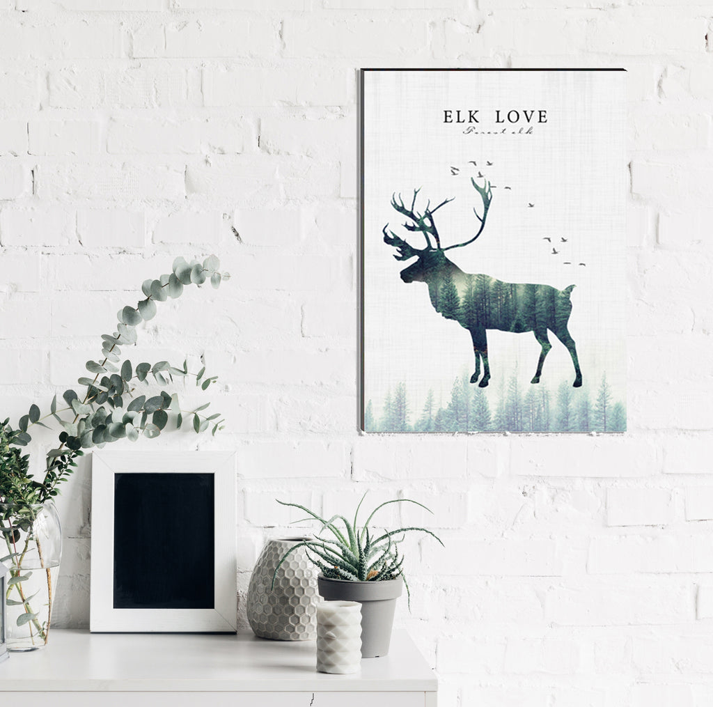 6MM MDF Elk Love Deer Satin Matt Texture UV Art Painting Kafalo