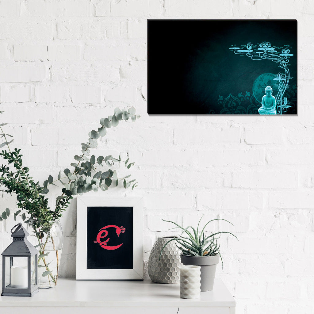 Meditating Buddha Painting Digital Printed Religious Wall Art Kafalo