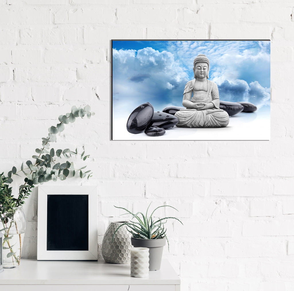 Meditating Buddha Painting Digital Printed Religious Wall Art Kafalo