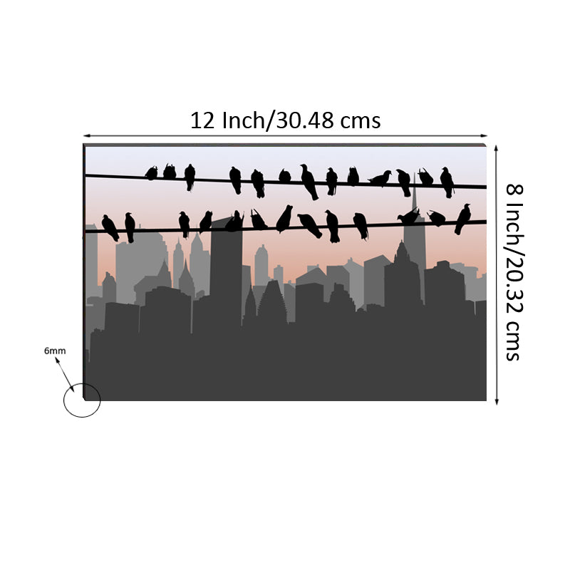 6MM MDF Birds Sitting on Wire Satin Matt Texture UV Art Painting Kafalo