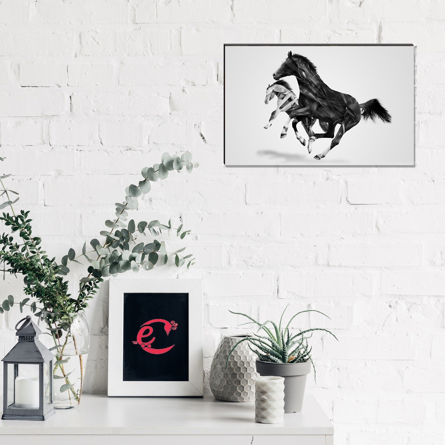 6MM MDF Running Horses Satin Matt Texture UV Art Painting Kafalo