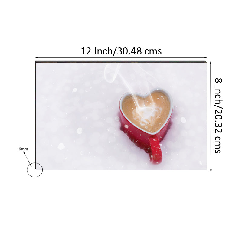 6MM MDF Coffee in Heart Shape Cup Satin Matt Texture UV Art Painting Kafalo