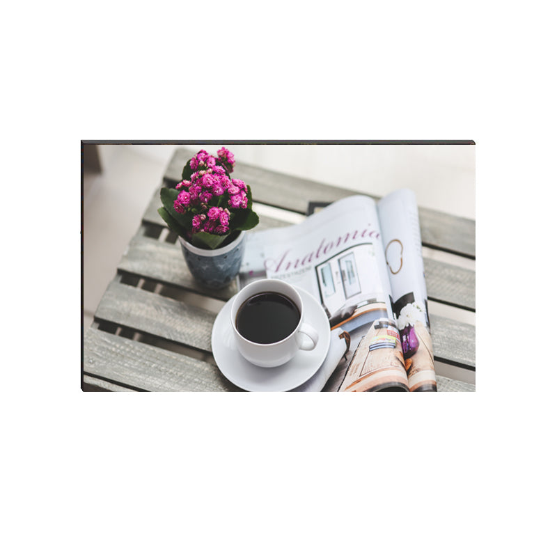 6MM MDF Morning Black Coffee with Newspaper Satin Matt Texture UV Art Painting Kafalo