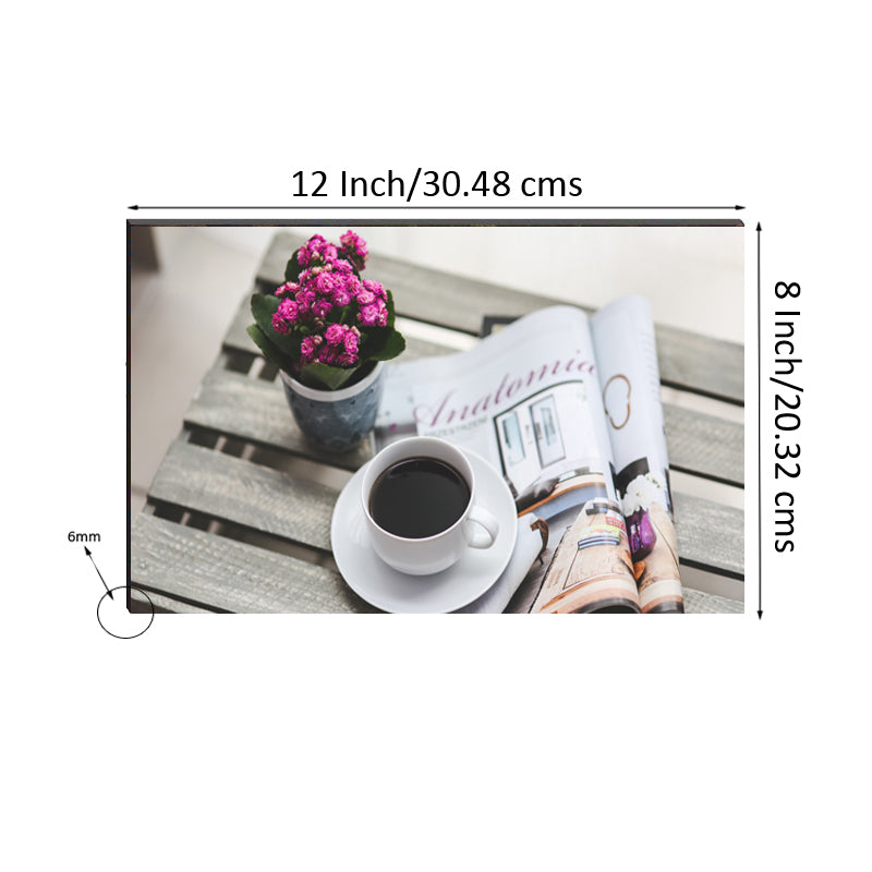 6MM MDF Morning Black Coffee with Newspaper Satin Matt Texture UV Art Painting Kafalo