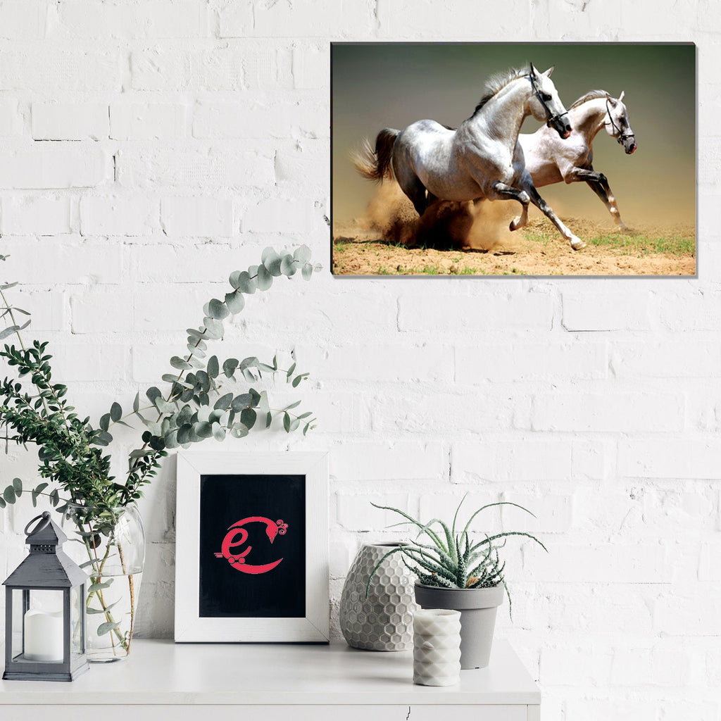6MM MDF Running White Horses Satin Matt Texture UV Art Painting Kafalo