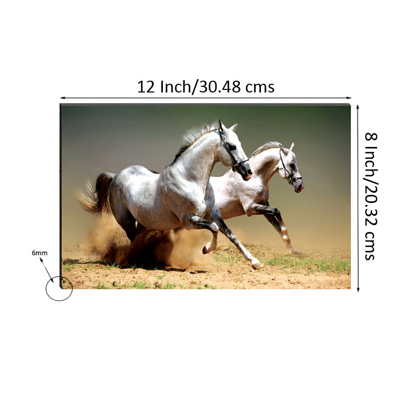 6MM MDF Running White Horses Satin Matt Texture UV Art Painting Kafalo