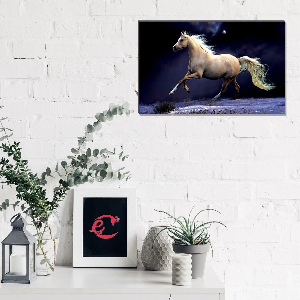 6MM MDF Running White Horse Satin Matt Texture UV Art Painting Kafalo