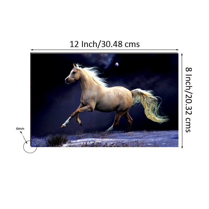 6MM MDF Running White Horse Satin Matt Texture UV Art Painting Kafalo