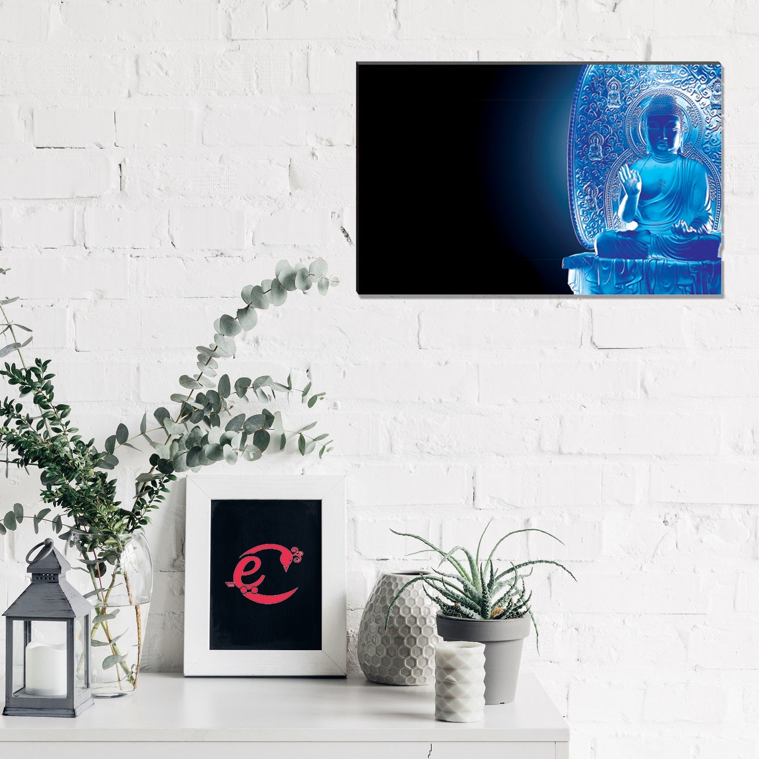 Meditating Buddha Painting Digital Printed Religious Wall Art Kafalo