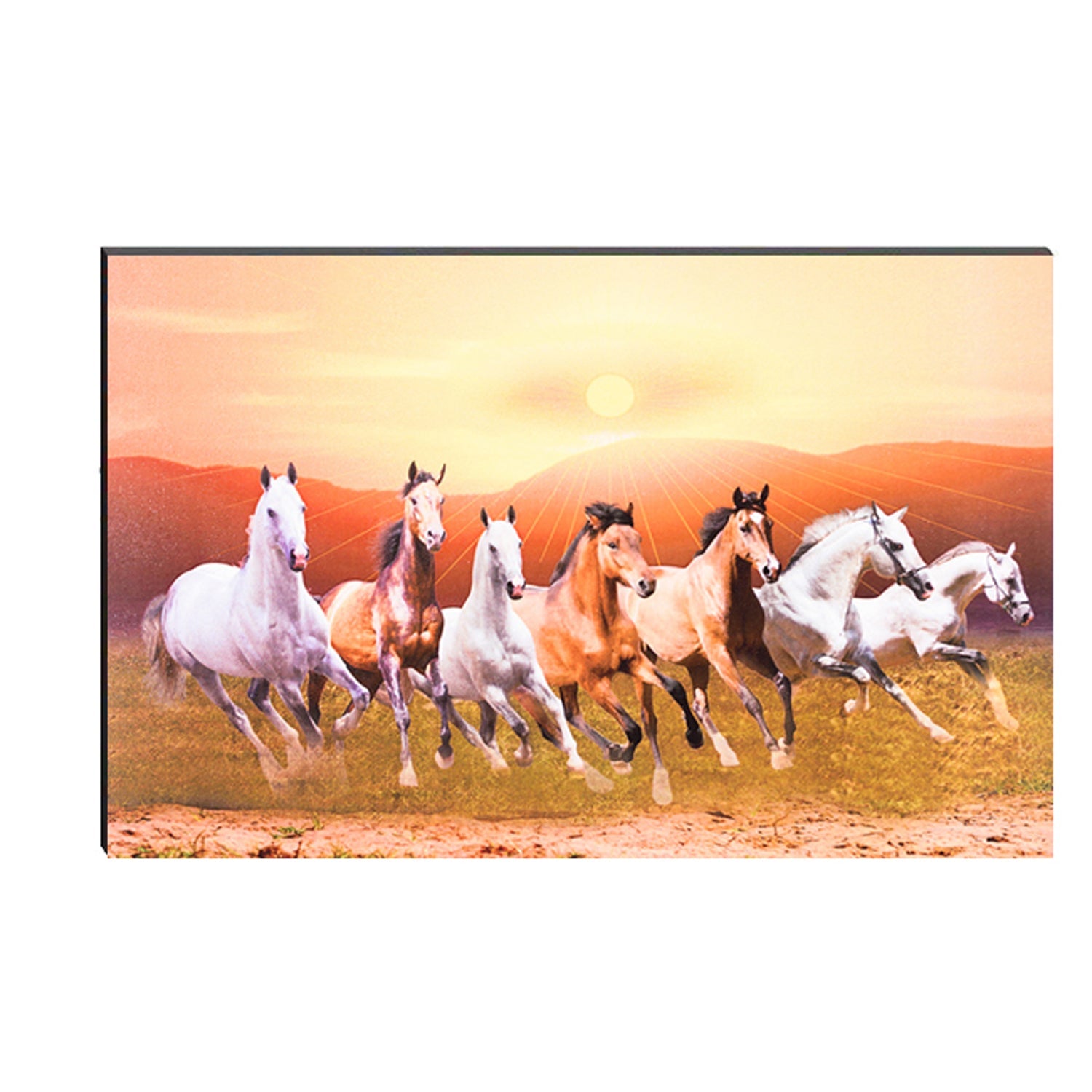 6MM MDF 7 Lucky Running Horses Satin Matt Texture UV Art Painting Kafalo