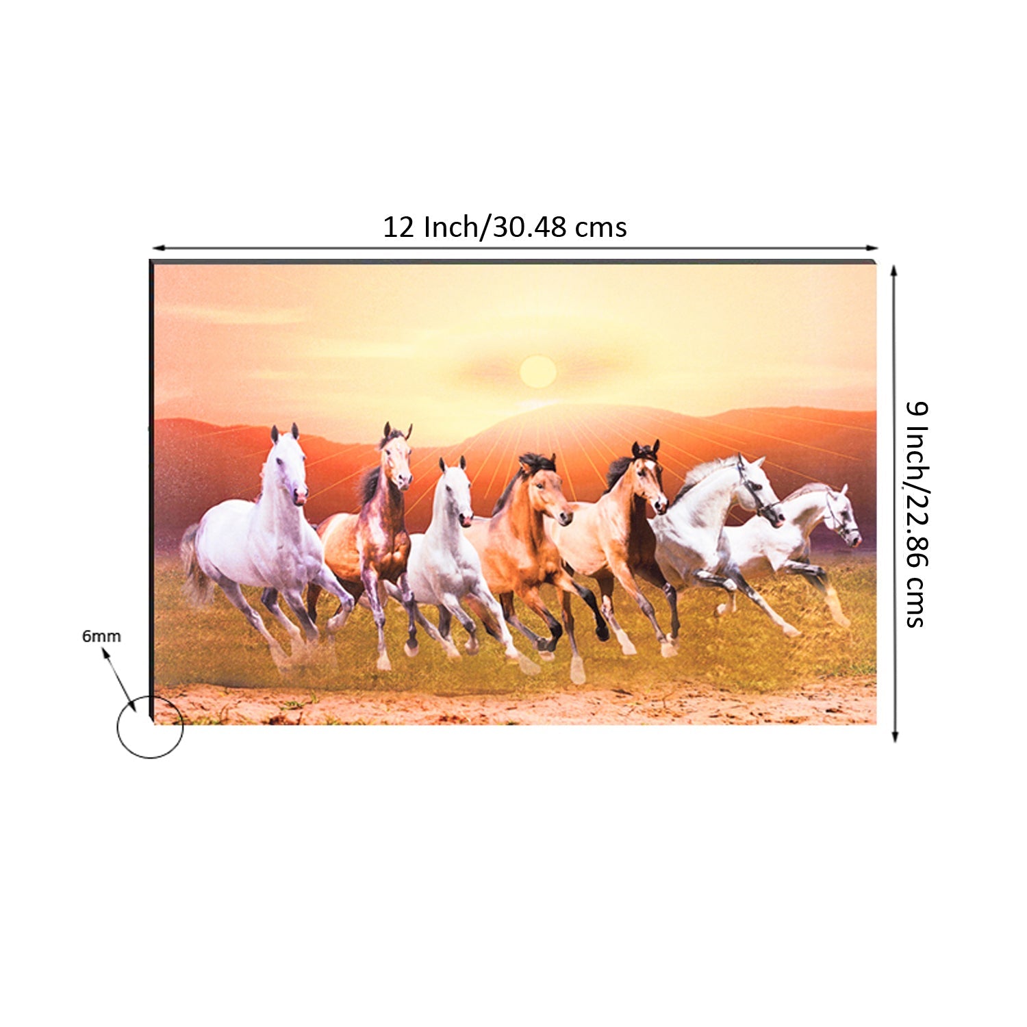 6MM MDF 7 Lucky Running Horses Satin Matt Texture UV Art Painting Kafalo