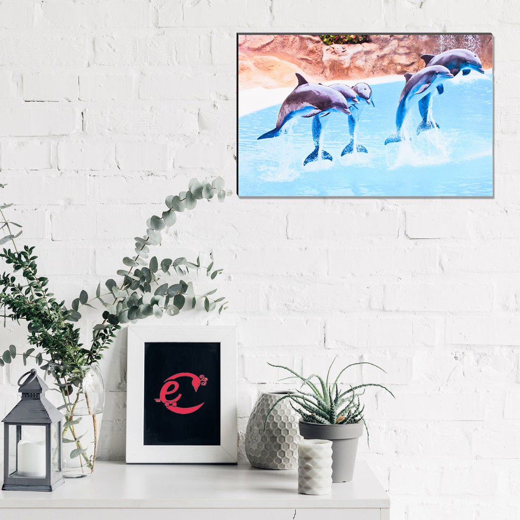 6MM MDF Jumping Dolphins Satin Matt Texture UV Art Painting Kafalo