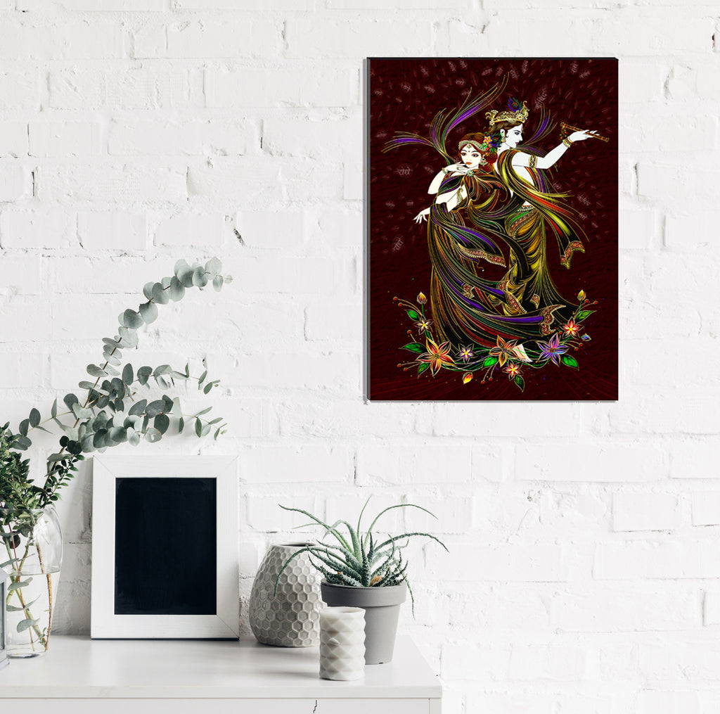 6MM MDF Radha Krishna Satin Matt Texture UV Art Painting Kafalo