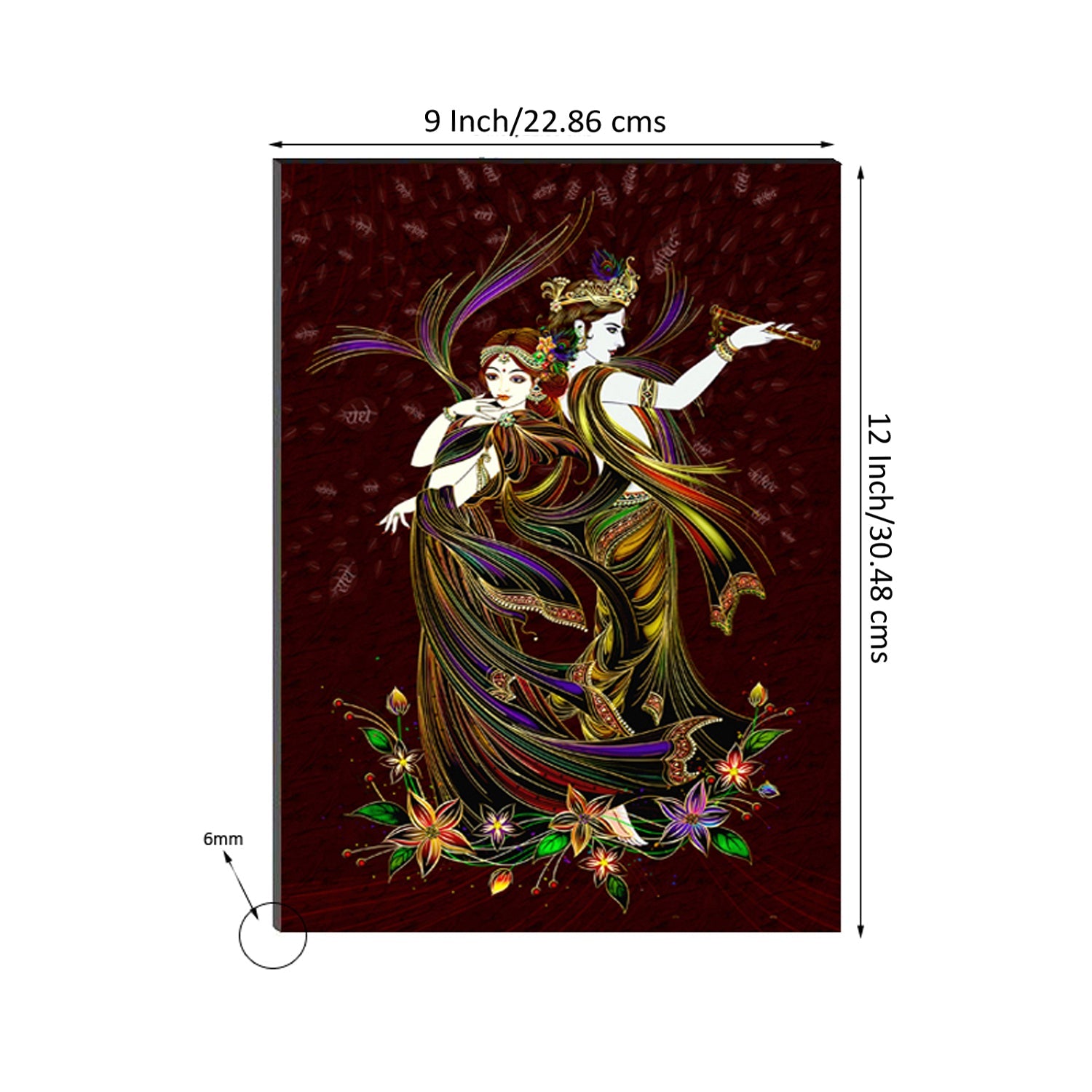 6MM MDF Radha Krishna Satin Matt Texture UV Art Painting Kafalo