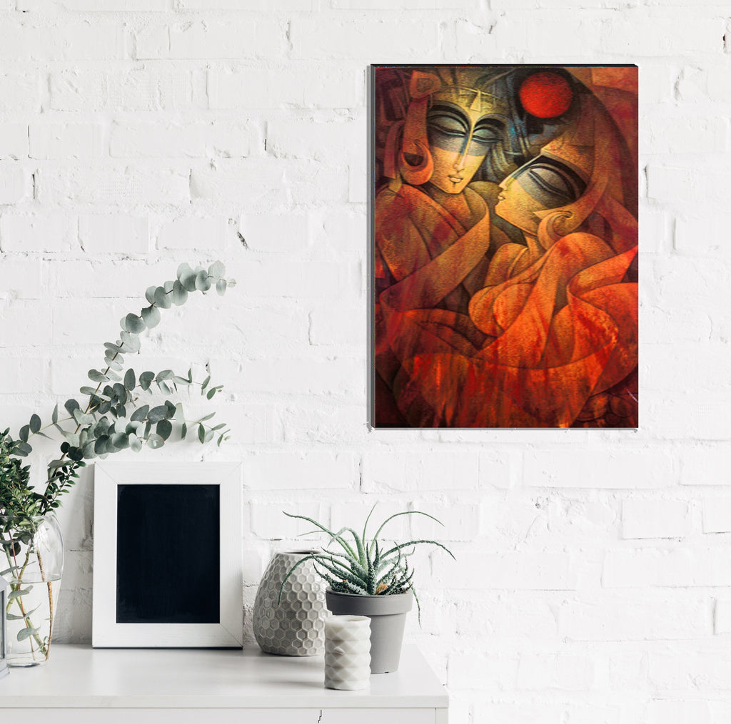 6MM MDF Radha Krishna Satin Matt Texture UV Art Painting Kafalo