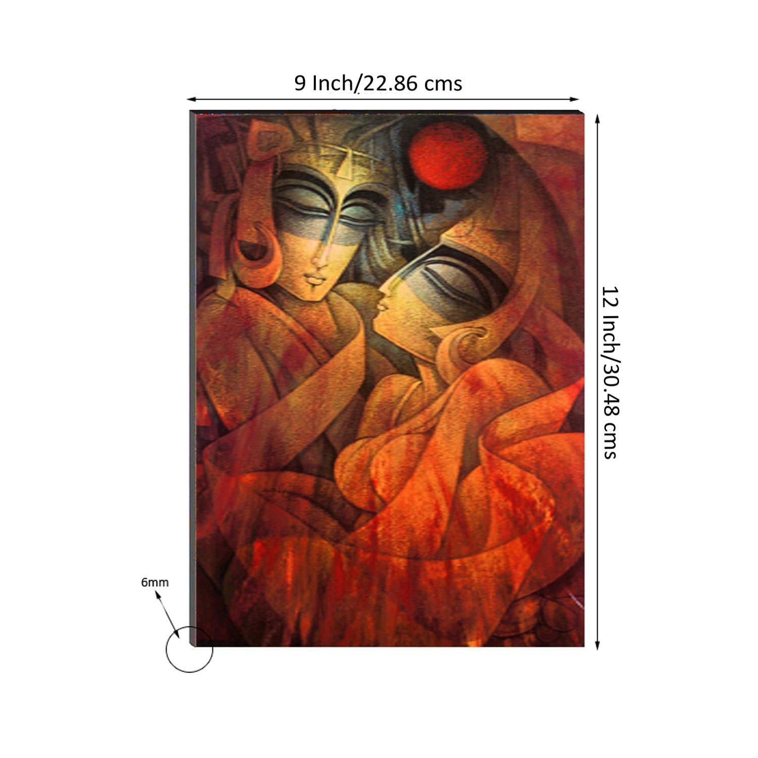6MM MDF Radha Krishna Satin Matt Texture UV Art Painting Kafalo