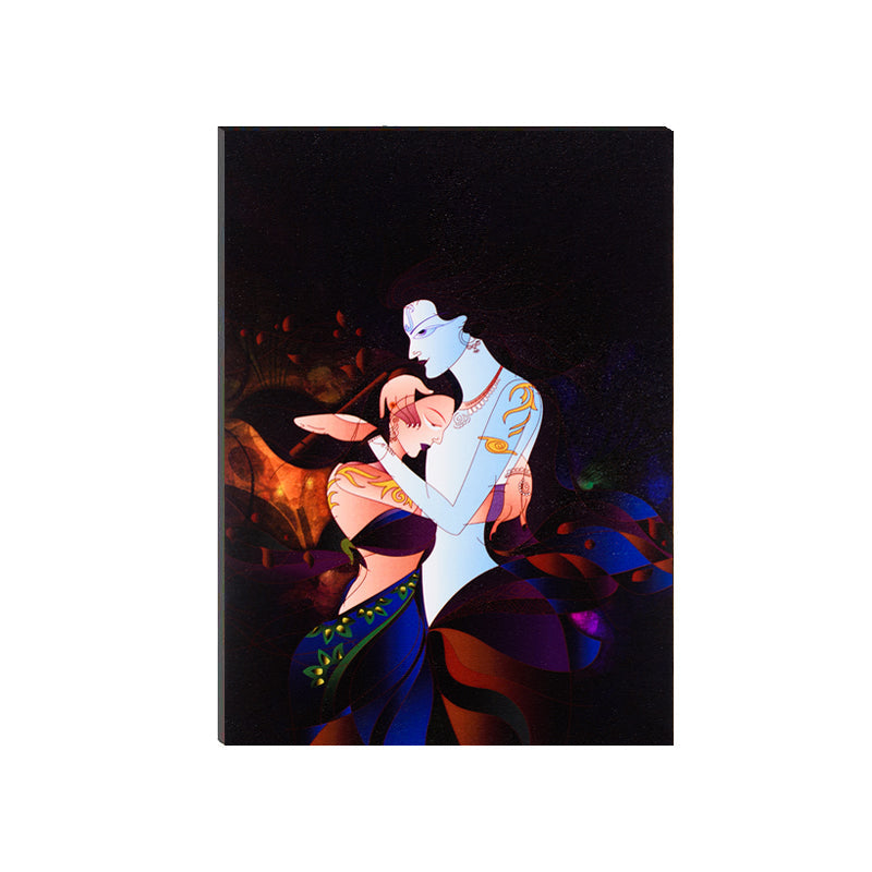 Radha Krishna Love Painting Digital Printed Religious Wall Art Kafalo