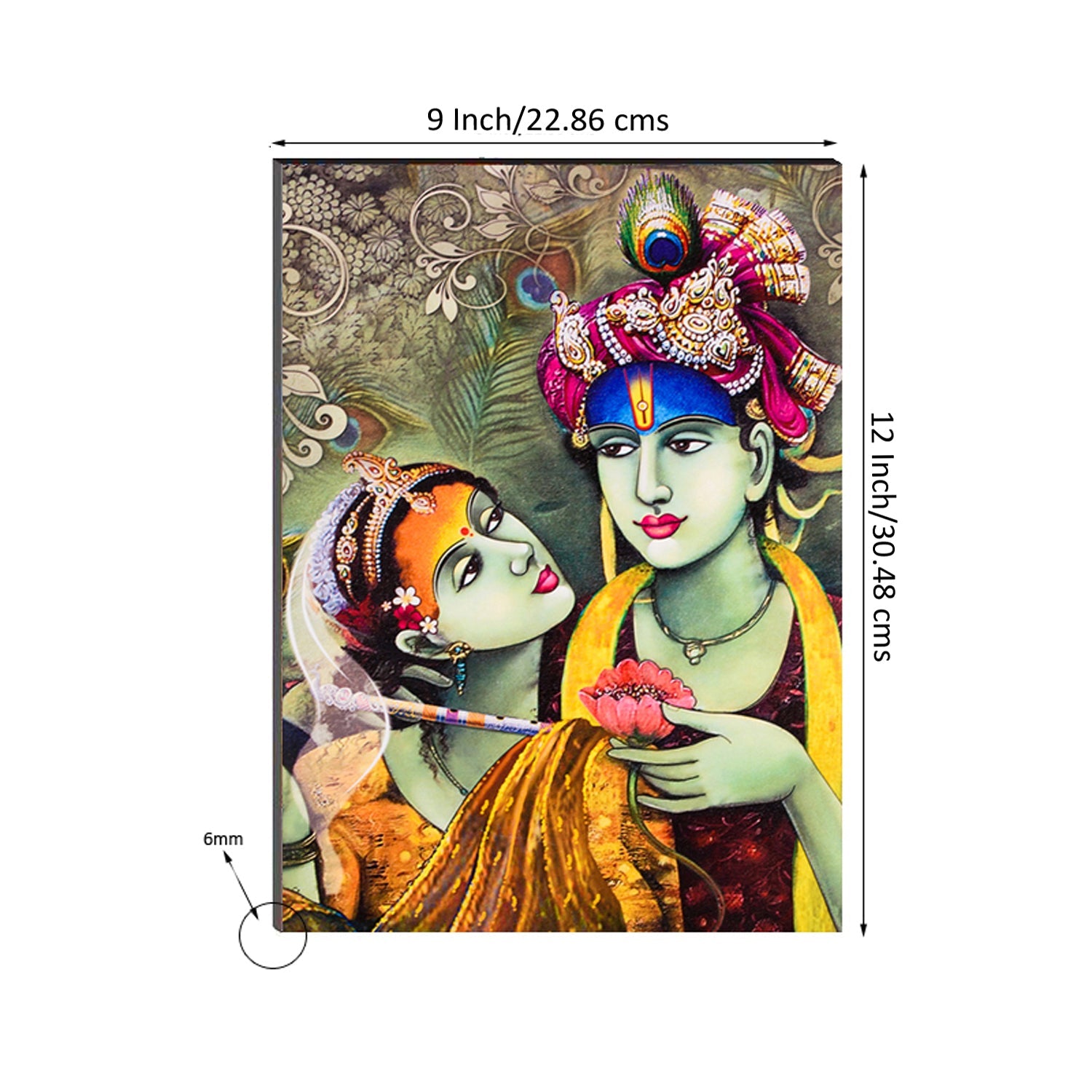 6MM MDF Radha Krishna Satin Matt Texture UV Art Painting Kafalo