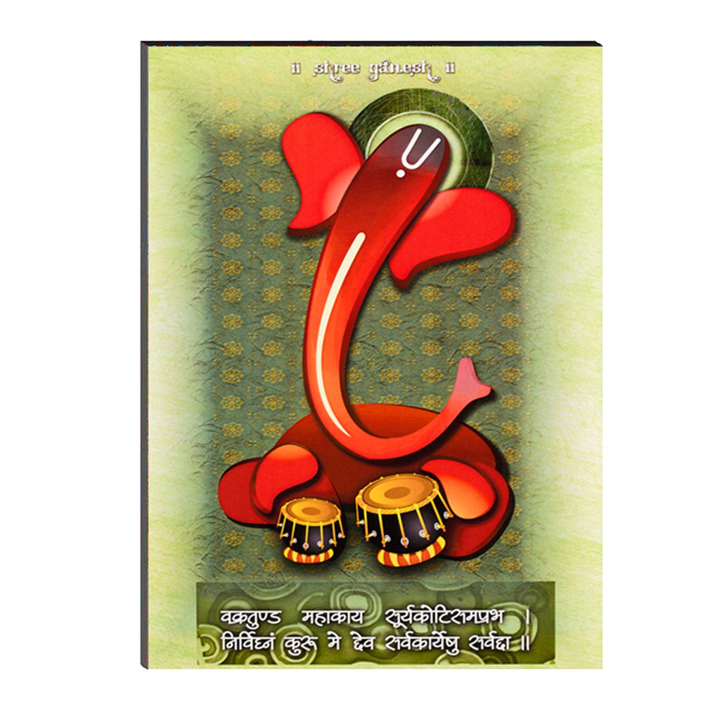 6MM MDF Lord Ganesha Playing Tabla Satin Matt Texture UV Art Painting Kafalo