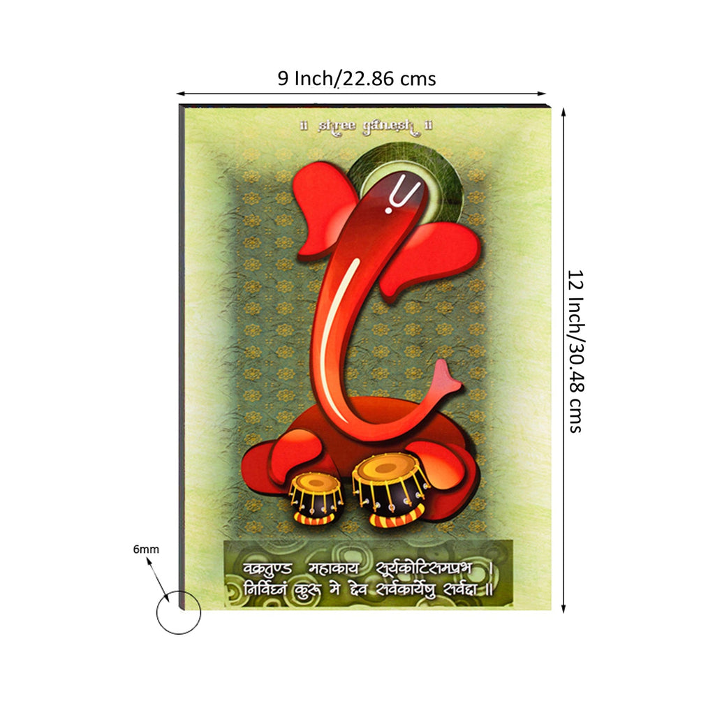 6MM MDF Lord Ganesha Playing Tabla Satin Matt Texture UV Art Painting Kafalo