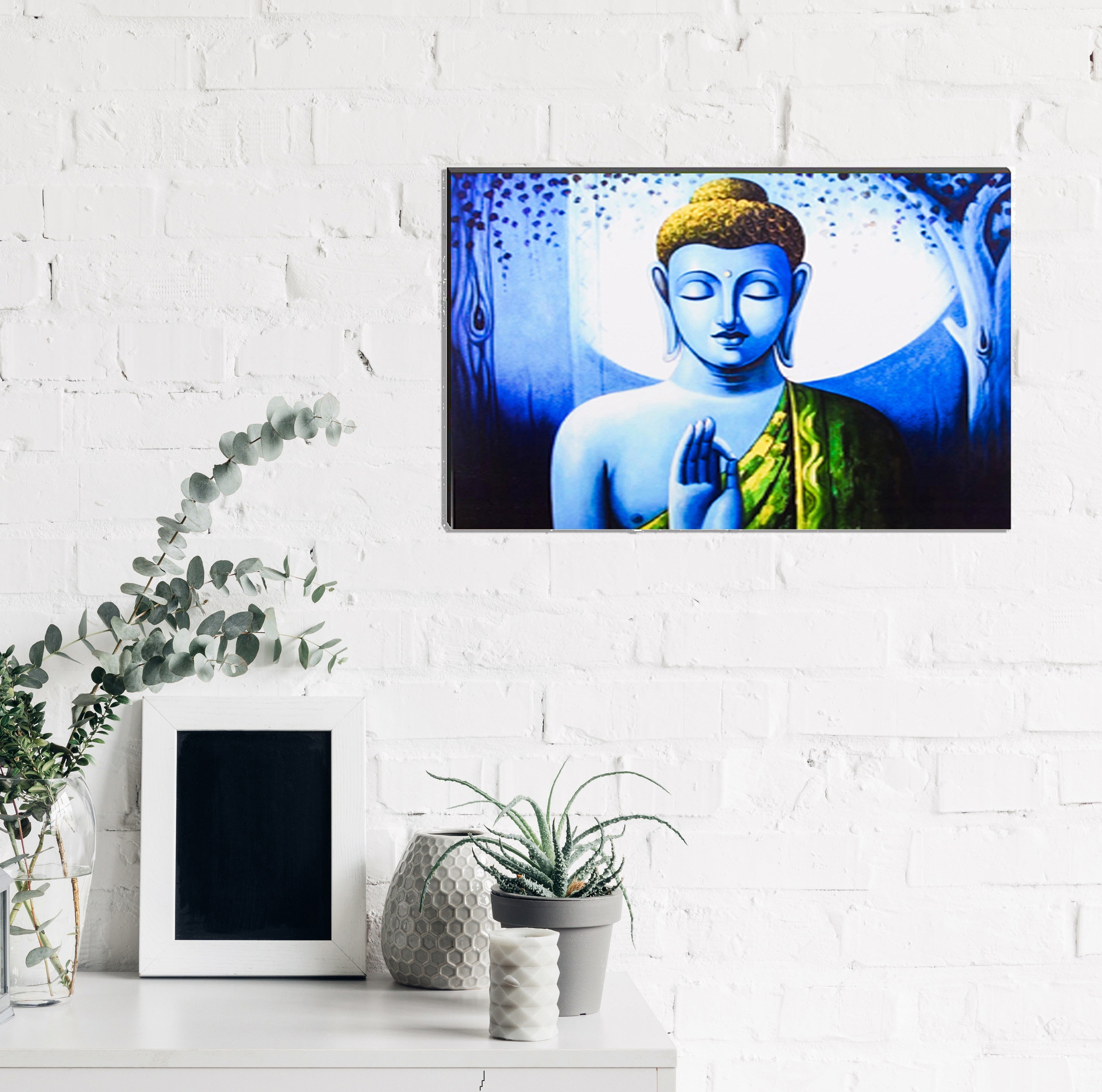 6MM MDF Meditating Lord Buddha Satin Matt Texture UV Art Painting Kafalo