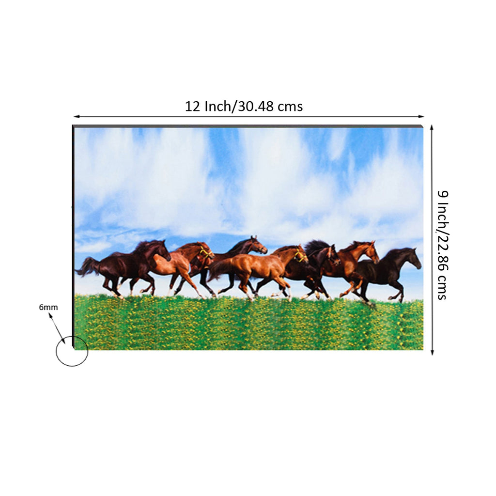 6MM MDF 7 Lucky Running Horses Satin Matt Texture UV Art Painting Kafalo